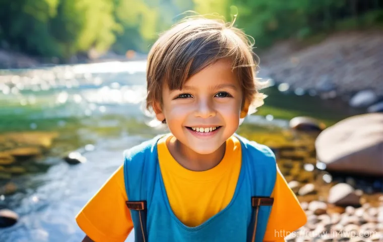 자연형 물 정화 시스템 설치 비용 분석 - **Prompt:** A cheerful child, approximately 6 years old, with bright eyes and a wide smile, is holdi...