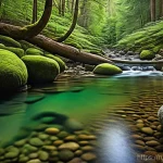 Home 13 성공적인 자연형 물 정화 시스템 사례 연구 - **Prompt:** A breathtaking, hyper-realistic shot of a pristine mountain stream cascading gently over...