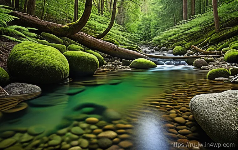 성공적인 자연형 물 정화 시스템 사례 연구 - **Prompt:** A breathtaking, hyper-realistic shot of a pristine mountain stream cascading gently over...