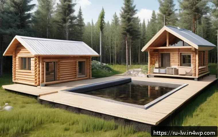 자연형 물 정화 시스템의 구조적 요소 - A detailed cross-sectional illustration of a natural water filtration system for a rural home in Rus...